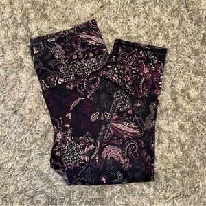 Floral Paisley Purple Cropped Leggings GAIAM size M